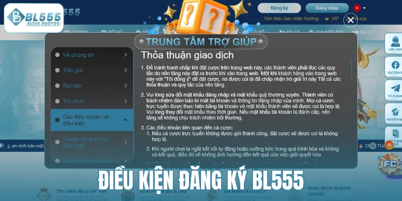 Điều kiện đăng ký BL555