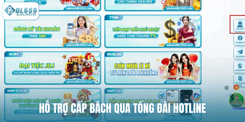Hỗ trợ cấp bách qua tổng đài Hotline